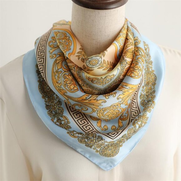 Women Light Paisley Headscarf Satin Bandana Pattern Polyester Breathable Scarves - Picture 7 of 7